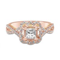 Truly Zac Posen™ 7/8 ct. tw. Diamond Halo Engagement Ring 14K Rose & Yellow Gold