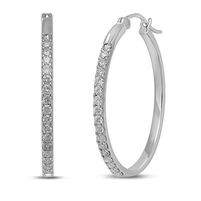 ct. tw. Diamond Hoop Earrings in 14K White Gold