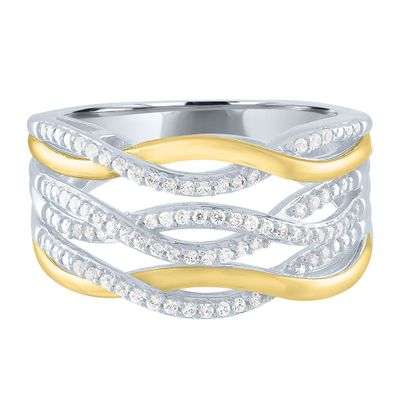 Triple-Twist Diamond Ring Sterling Silver & 10K Yellow Gold (1/7 ct. tw.)