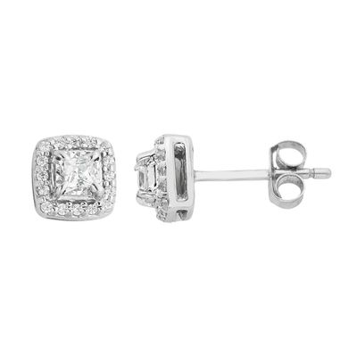 1/ ct. tw. Diamond Solitaire Stud Earrings in 10K White Gold