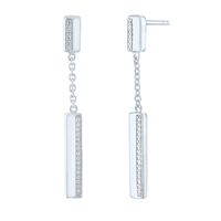 Diamond Bar Drop Earrings in Sterling Silver (1/8 ct. tw.)