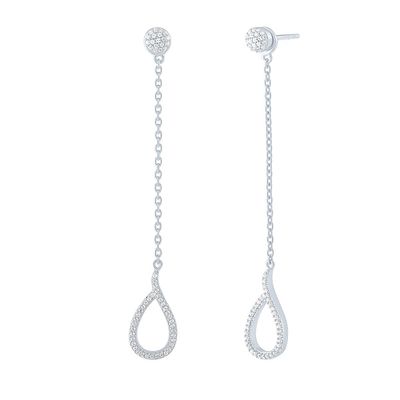 Diamond Teardrop Dangle Earrings in Sterling Silver (1/7 ct. tw.)