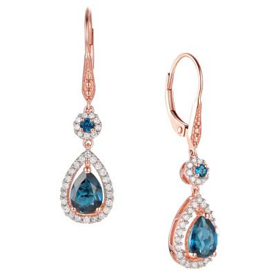 London Blue Topaz & 1/3 ct. tw. Diamond Earrings in 10K Rose Gold