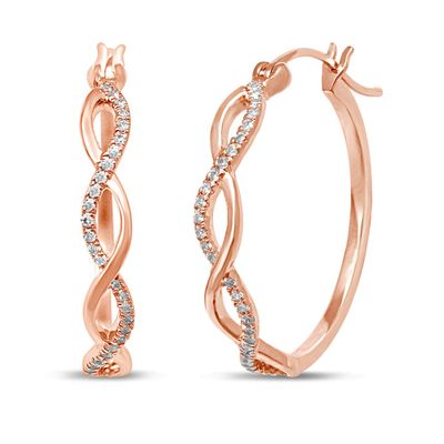 1/5 ct. tw. Diamond Infinity Hoop Earrings in 10K Rose Gold