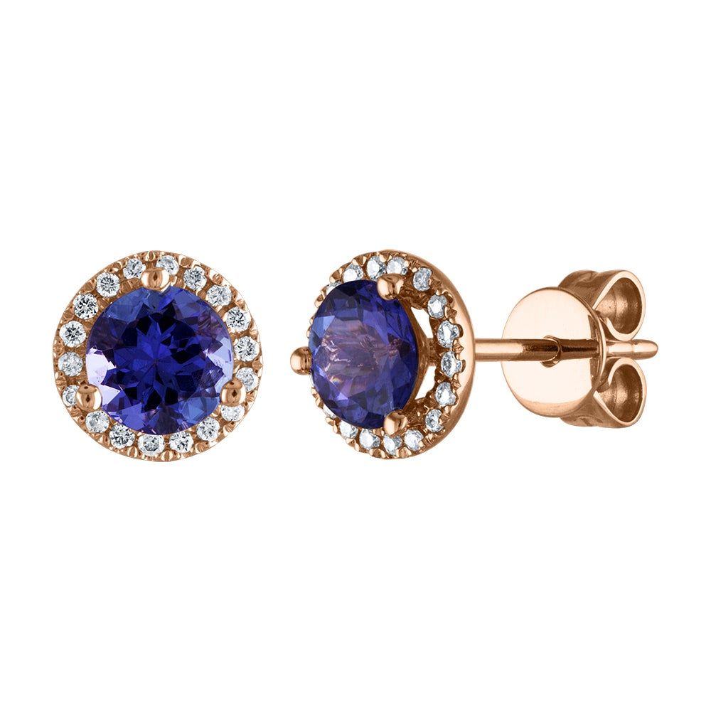 Tanzanite & 1/7 ct. tw. Diamond Earrings in 14K Rose Gold