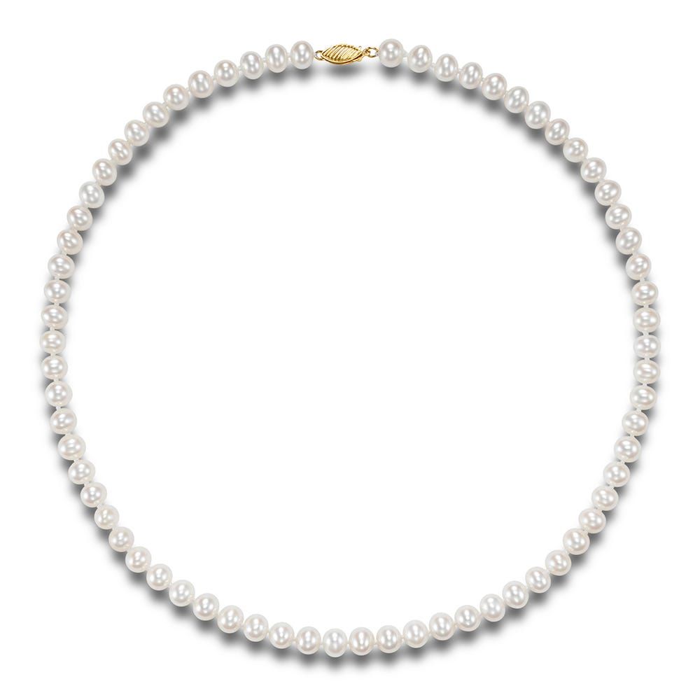 Cultured Freshwater Pearl Necklace in 14K Yellow Gold, 6 mm, 18â