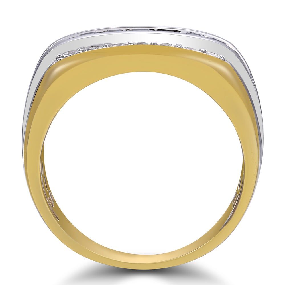 Men's Blue Sapphire & Diamond Ring 10K White Yellow Gold
