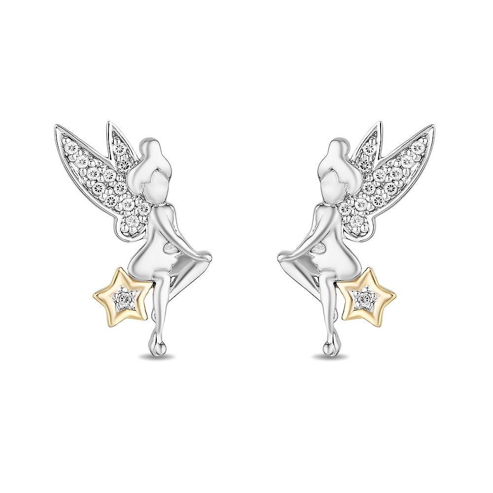 Tinker Bell Diamond Stud Earrings in Sterling Silver & 10K Yellow Gold (1/10 ct. tw.)