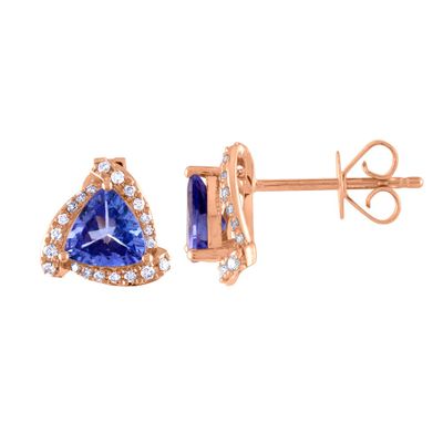 Tanzanite & 1/5 ct. tw. Diamond Earrings in 10K Rose Gold