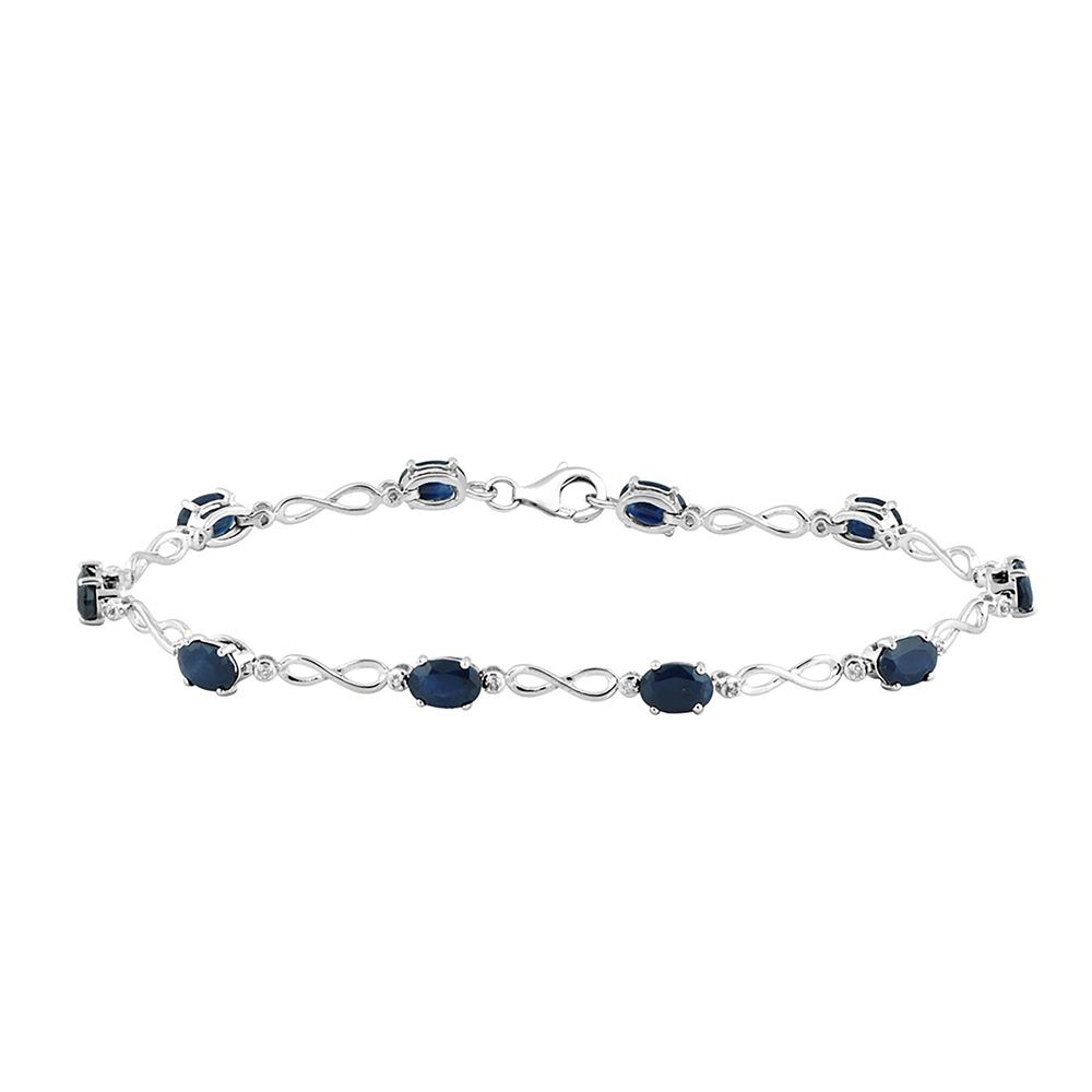 Sapphire & Diamond Bracelet in 10K White Gold