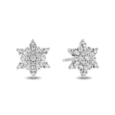 Elsa Diamond Snowflake Earrings in 10K White Gold (1/3 ct. tw.)