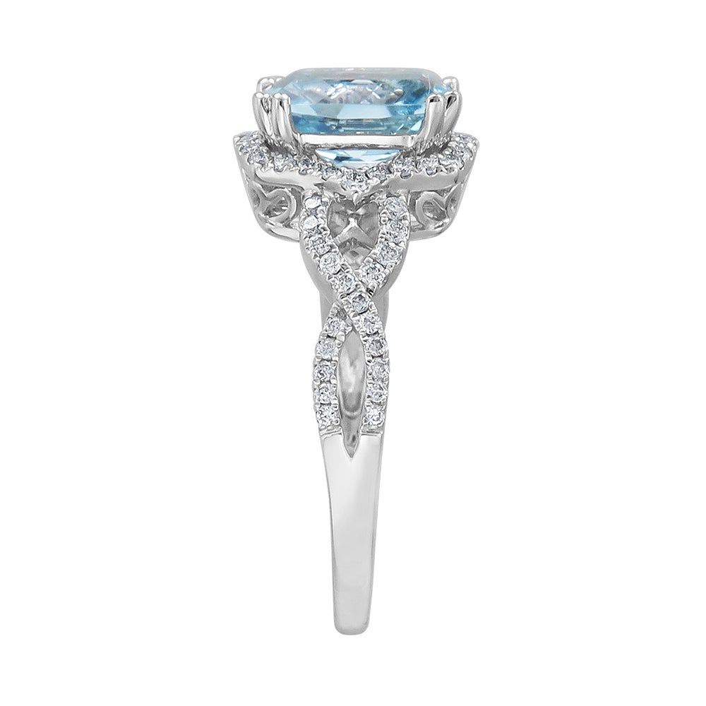 Aquamarine & / ct. tw. Diamond Ring 14K White Gold