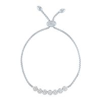 Lab-Created White Sapphire Flower Cluster Bolo Bracelet in Sterling Silver