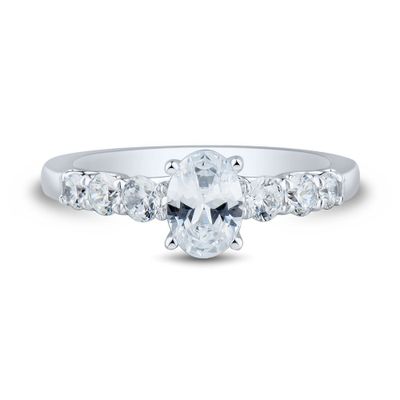 lab grown diamond oval engagement ring 14k white gold (1 1/2 ct. tw.)
