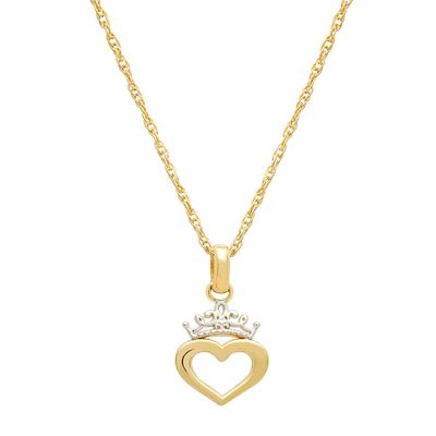 Heart Crown Pendant in 14K Yellow Gold