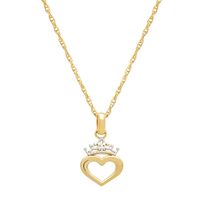 Heart Crown Pendant in 14K Yellow Gold