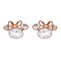 Crystal Minnie Mouse Stud Earrings in Sterling Silver & 14K Rose Gold