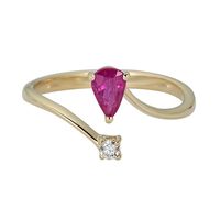 Ruby & Diamond Ring 10K Yellow Gold