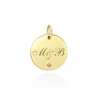 engravable disc pendant with custom gemstone