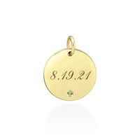 engravable disc pendant with custom gemstone