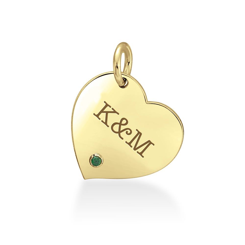engravable heart pendant with custom gemstone