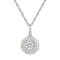 Lab-Created White Sapphire Pendant with Double Halo in Sterling Silver