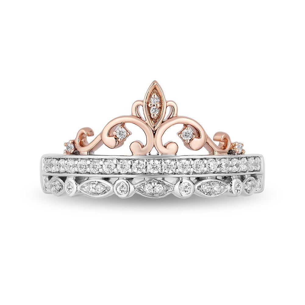 Enchanted Disney 1/4 ct. tw. Diamond Princess Tiara Ring Sterling Silver & 10K Rose Gold