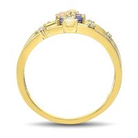 Opal, Tanzanite & Diamond Ring 10K Yellow Gold