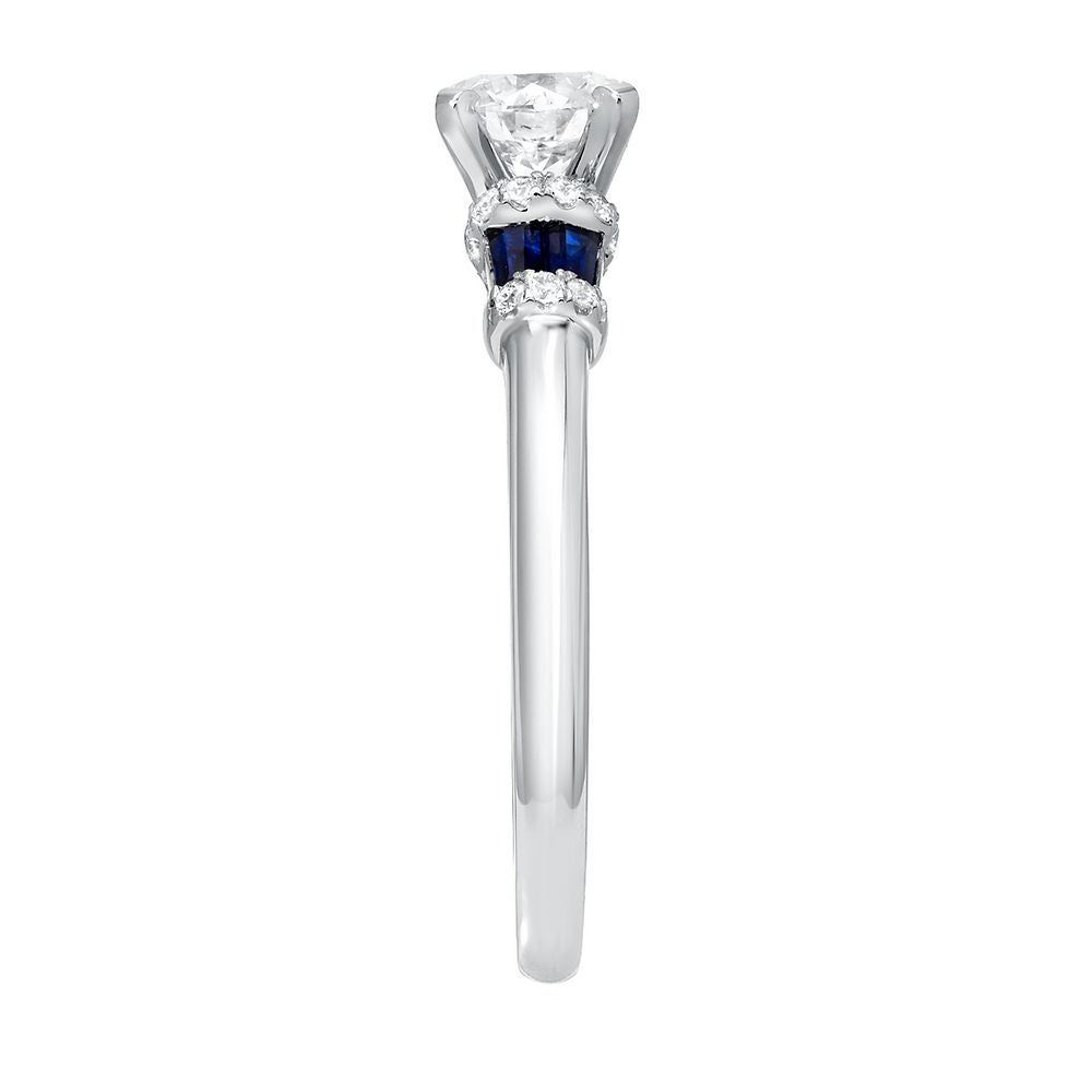 ct. tw. Diamond & Sapphire Engagement Ring 14K White Gold