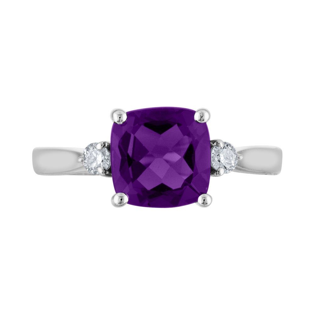 Amethyst & 1/10 ct. tw. Diamond Ring 10K White Gold