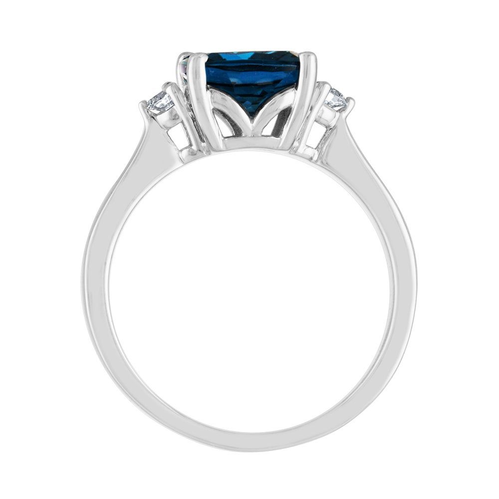 London Blue Topaz & 1/10 ct. tw. Diamond Ring 10K White Gold