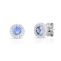 Tanzanite & Diamond Earrings in 14K White Gold