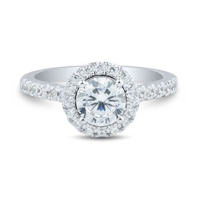 1 1/2 ct. tw. Lab Grown Diamond Halo Engagement Ring 14K White Gold