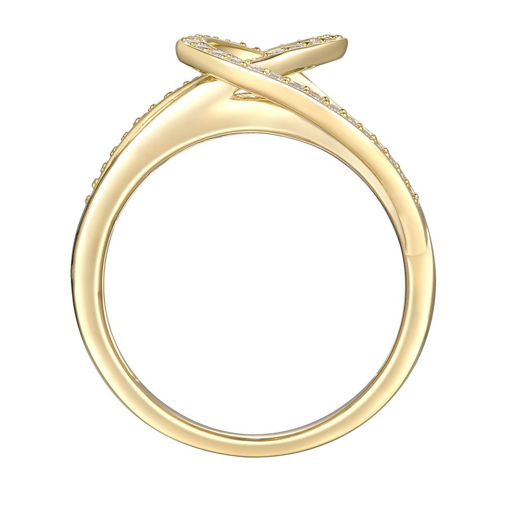 Emerald & 1/4 ct. tw. Diamond Crossover Ring 10K Yellow Gold