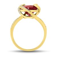 Lab-Created Ruby & 1/5 ct. tw. Diamond Ring 10K Yellow Gold