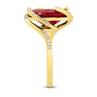 Lab-Created Ruby & 1/5 ct. tw. Diamond Ring 10K Yellow Gold