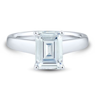lab grown diamond emerald-cut solitaire engagement ring 14k white gold ( ct