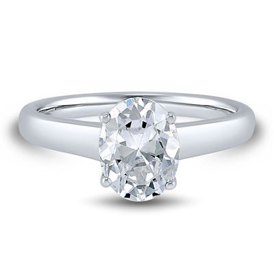lab grown diamond oval solitaire engagement ring 14k white gold (2 ct