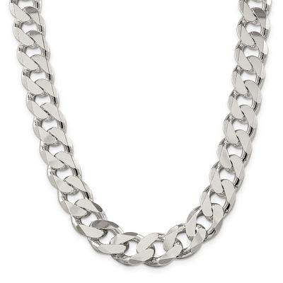 Men's Curb Chain in Sterling Silver, 28"