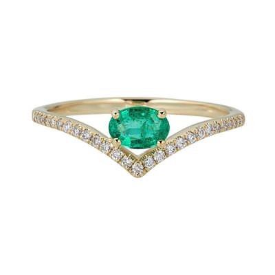 Emerald & 1/10 ct. tw. Diamond Ring 10K Yellow Gold
