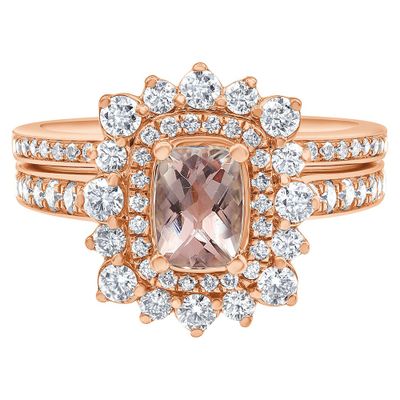 Morganite & 1 1/ ct. tw. Diamond Ring 14K Rose Gold