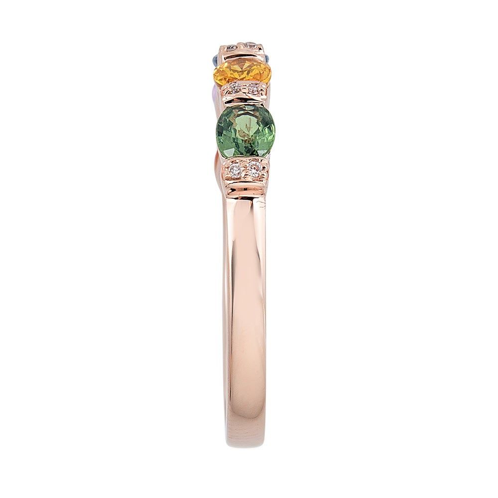 Multi-Gemstone & Diamond Ring 10K Rose Gold