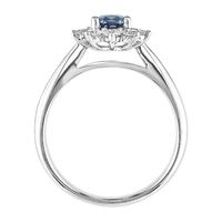 Oval Blue Sapphire Ring with Diamond Halo 14k white gold (5/8 ct. tw.)