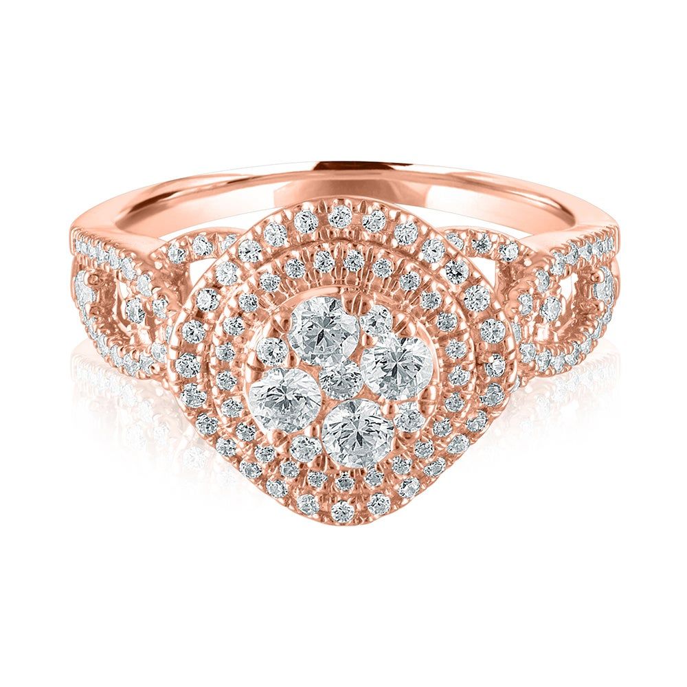 7/8 ct. tw. Diamond Swirl Cluster Ring 14K Rose Gold