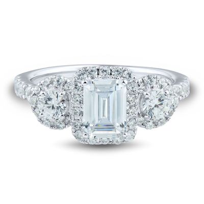 lab grown diamond engagement ring with three halos 14K white gold (1 ct. tw.)