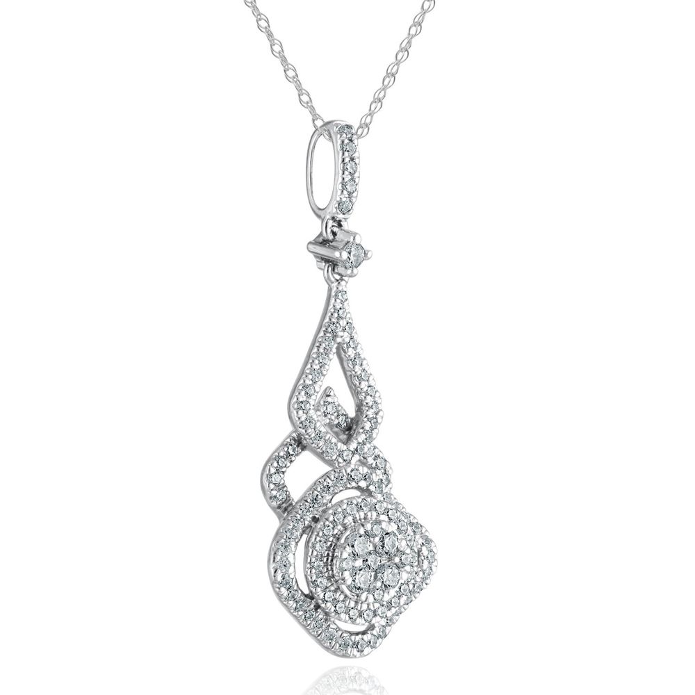 1/2 ct. tw. Diamond Drop Pendant in 10K White Gold