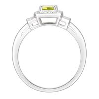 Cushion-Cut Peridot & Lab-Created White Sapphire Earring, Pendant Ring Set Sterling Silver