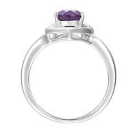 Pear-Shaped Amethyst & Lab-Created White Sapphire Earring, Pendant Ring Set Sterling Silver