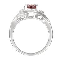 Oval Garnet & Lab-Created White Sapphire Earring, Pendant Ring Set Sterling Silver