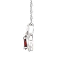 Oval Garnet & Lab-Created White Sapphire Earring, Pendant Ring Set Sterling Silver